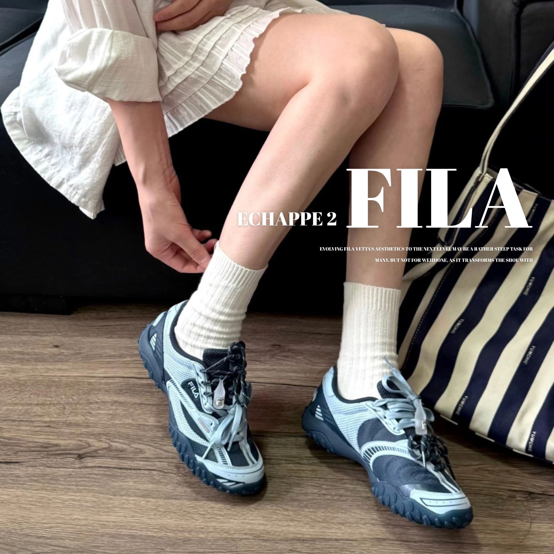 NICEDAY 代購 FILA ECHAPPE2 藍黑 跳跳鞋 芭蕾 甜酷 百搭 時尚 輕便 F12W622116FWA