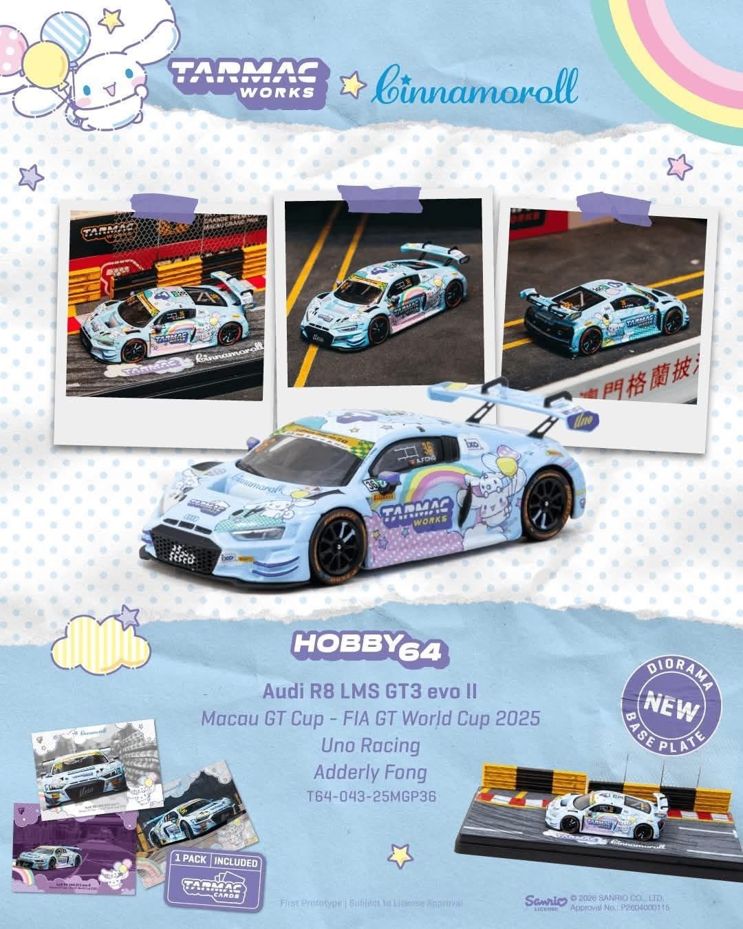 預訂 Pre Order - Tarmac Works Audi R8 LMS GT3 evo II Macau GT Cup - FIA GT World Cup 2025 Uno Racing