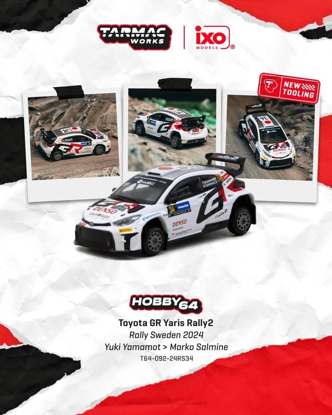 預訂 Pre Order - Tarmac Works Toyota GR Yaris Rally2 Rally Sweden 2024