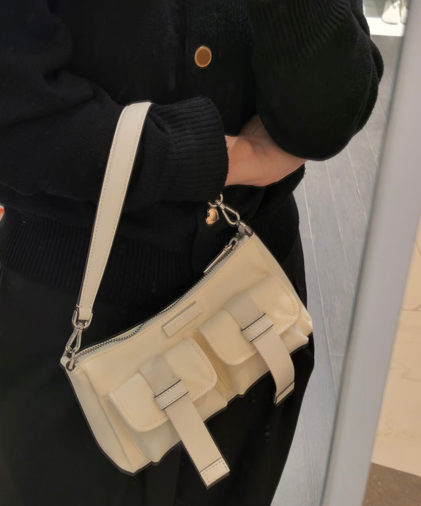 【預購】Kate Spade H043064 白色雙口袋斜孭袋