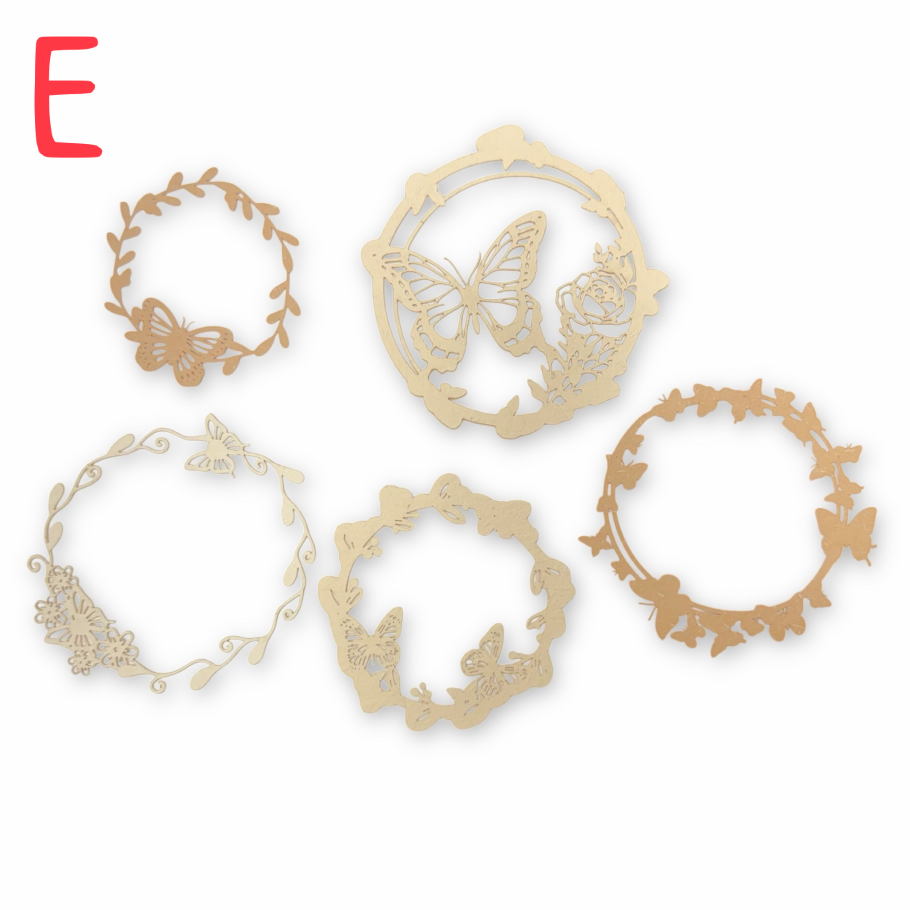 【5分鐘卡片材料包_E 】內含素材、底卡、背景卡各5張  (1包/1份) # 打孔器工具需自備#T9999