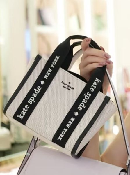 【預購】Kate Spade H043076 黑色帆布小號托特包