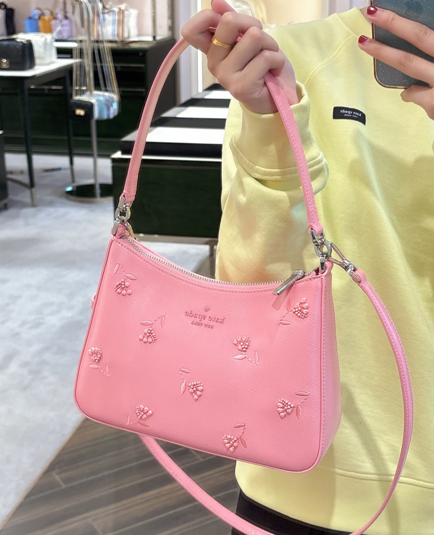 【預購】Kate Spade H043081 粉紅色立體花朵單肩包