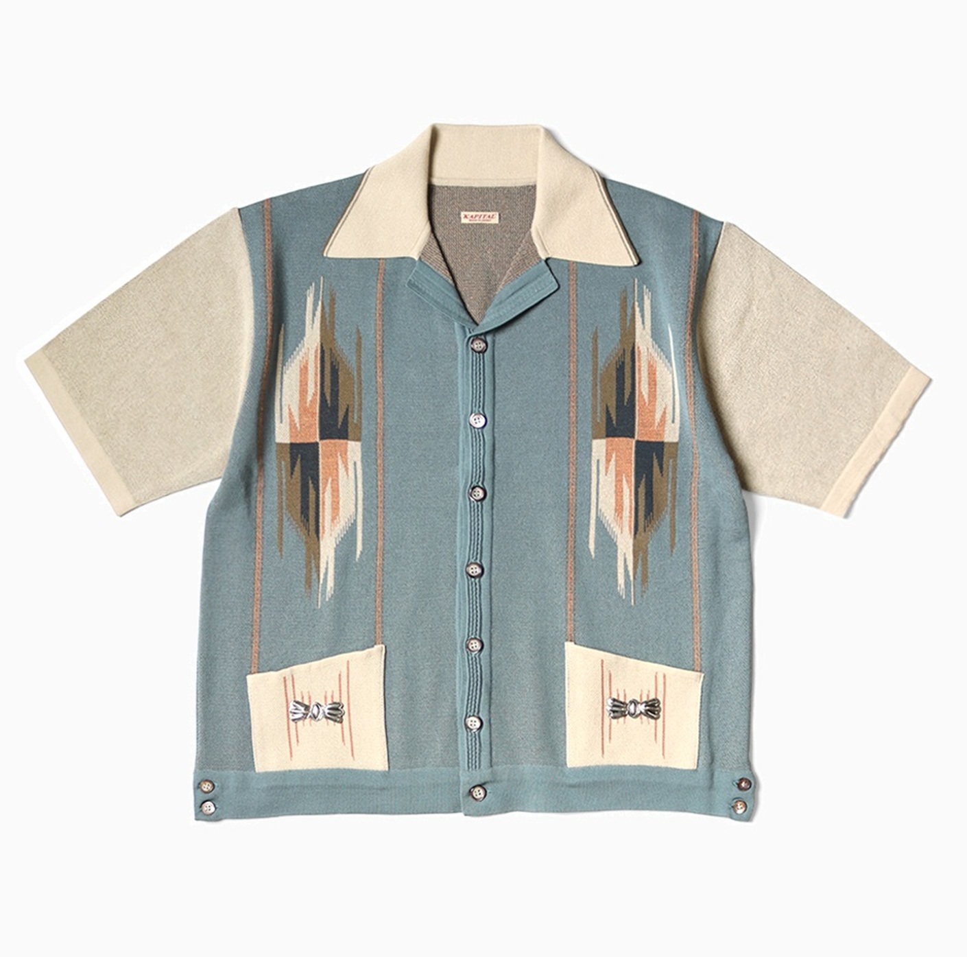 KAPITAL 12G Cotton KNIT CHIMAYO PATTERN Aloha Polo SHIRT S/S - PRE ORDER ITEM (預訂中)