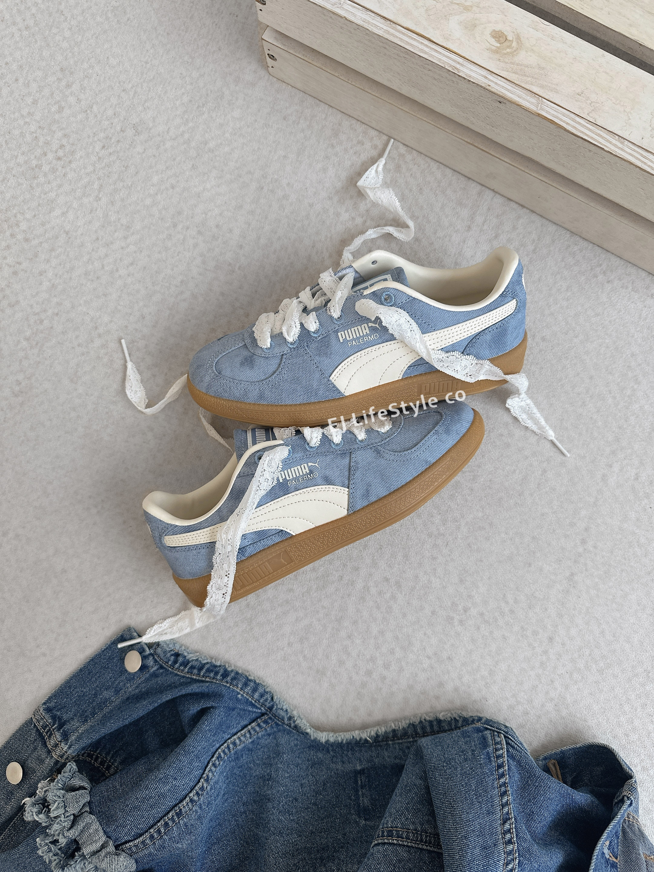 PUMA PALERMO DENIM 丹寧系列 淺牛仔 焦糖底 男女鞋 408418-02 / 調貨
