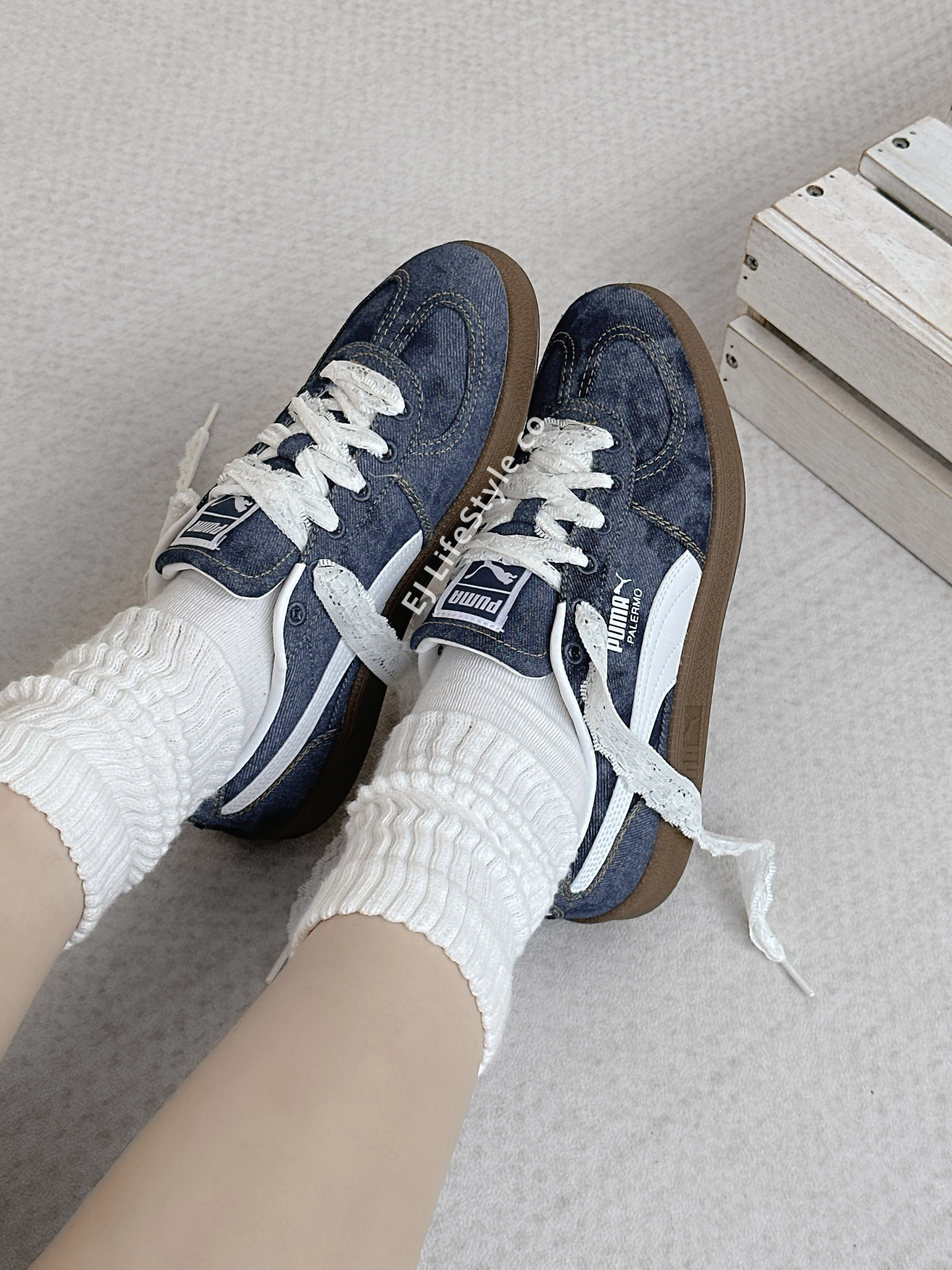 PUMA PALERMO DENIM 丹寧系列 牛仔藍 焦糖底 男女鞋 408418-01 / 調貨