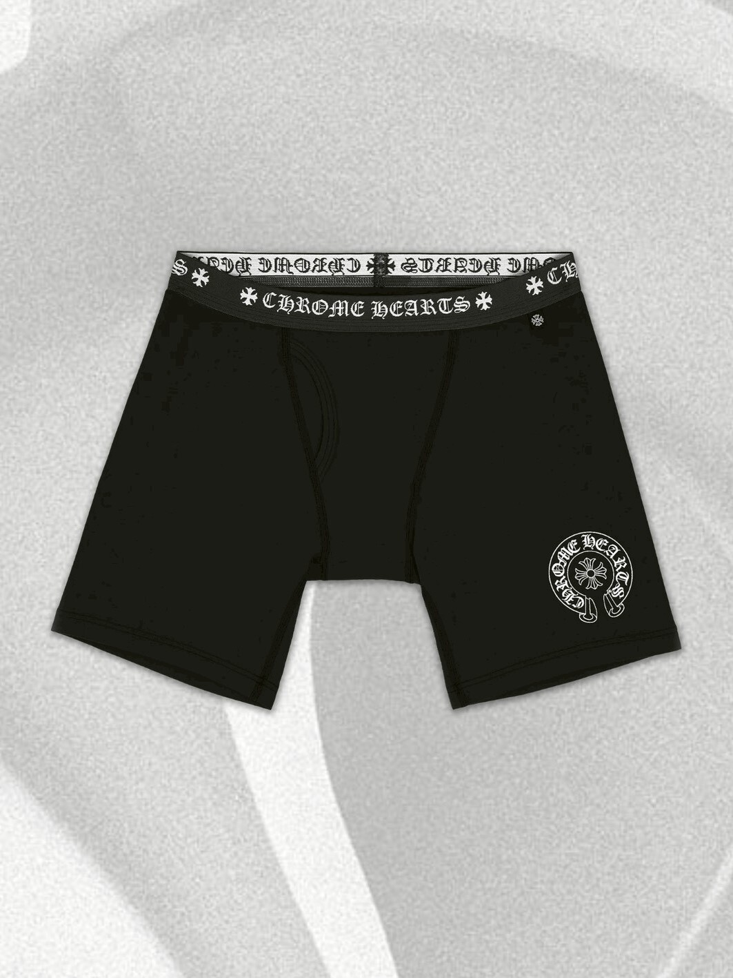 Chrome Hearts classic horseshoe cross black and white boxer briefs, KARINA's style.