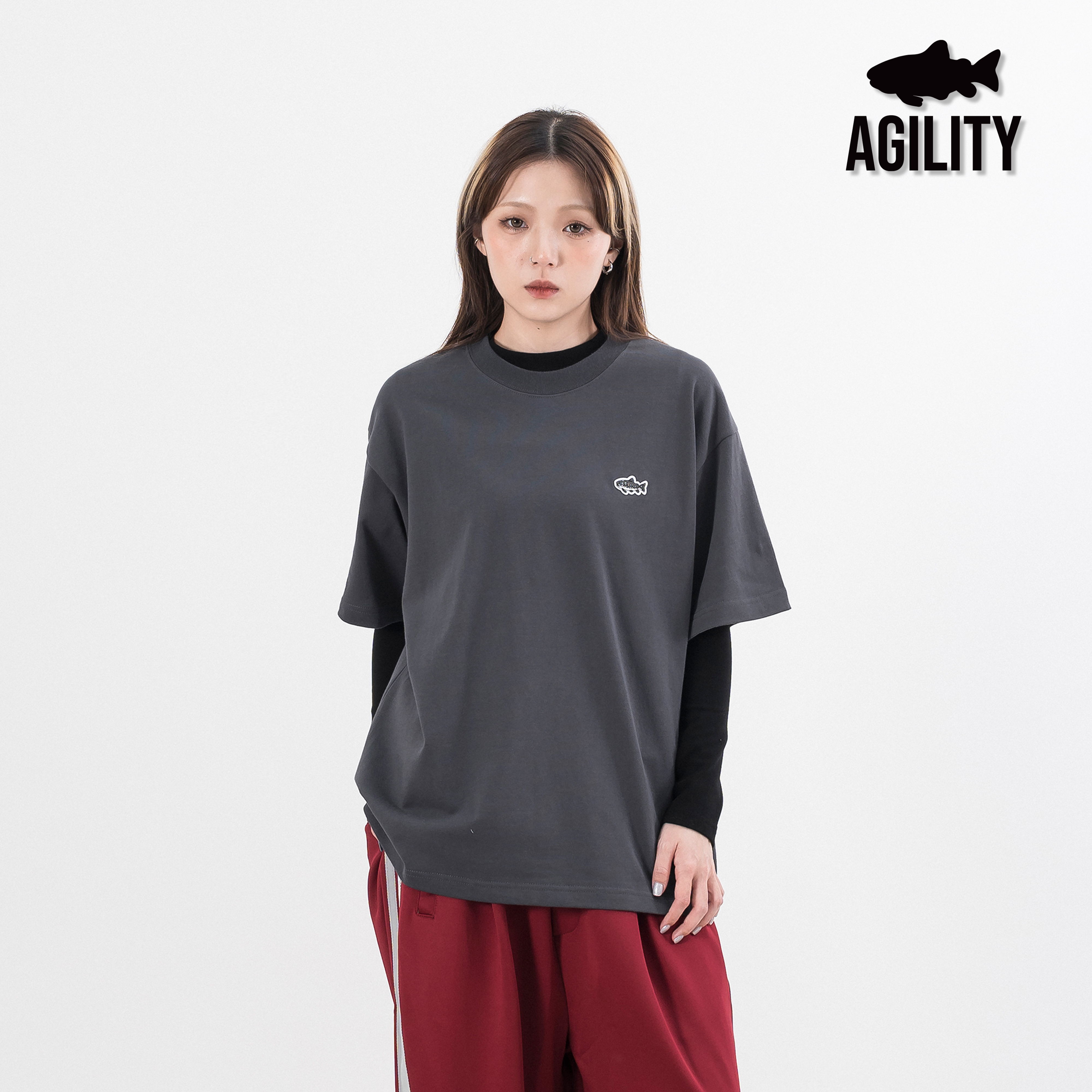 AGILITY Embroidery Logo Heavy Tee - WMS 女裝 刺繡小鮭魚 短袖Tee [RS6-LG]