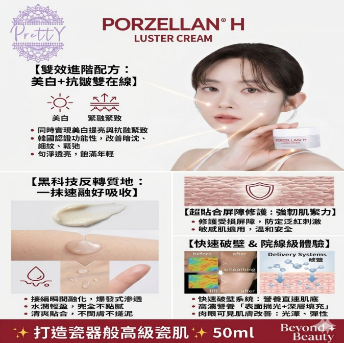 UY02 PORZELLAN H 瓷質修護面霜 50ml $558/1 $1398/3