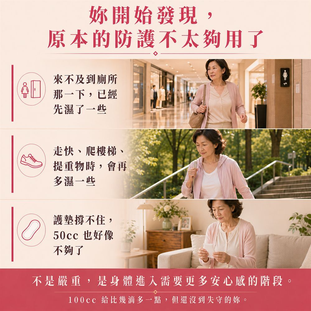 女性100cc可水洗防漏尿內褲，適合中度漏尿、孕期產後、更年期、大笑咳嗽或提重物時漏尿的日常防護