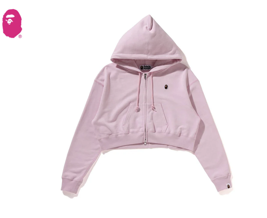 【BAPE女生】0502發售 短版HEAD ONE POINT CROPPED ZIP HOODIE