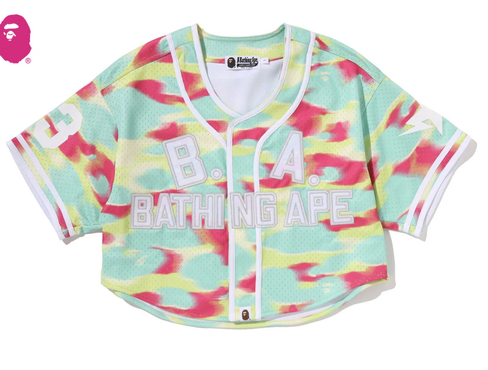 【BAPE女生】0502發售 SCREEN CAMO MULTI LOGO BASEBALL SHIRT
