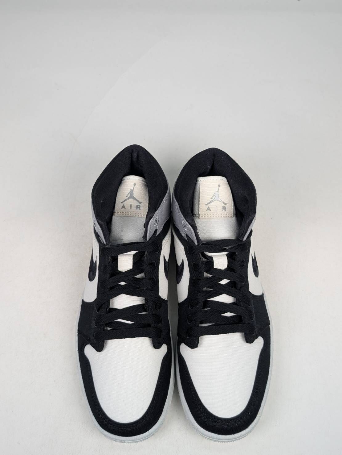 微瑕疵-右腳後跟黑點 DV0427-100/10 Air Jordan 1 Mid SE "Canvas" 黑煙灰 帆布 女鞋 男女段