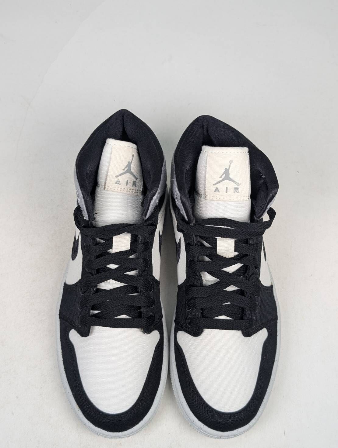 微瑕疵-鞋標微黃斑 DV0427-100/7.5 Air Jordan 1 Mid SE "Canvas" 黑煙灰 帆布 女鞋 男女段
