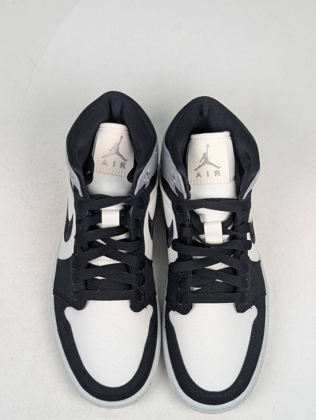 微瑕疵-左右腳鞋面色差&右腳內側微泛黃 DV0427-100/6.5 Air Jordan 1 Mid SE "Canvas" 黑煙灰 帆布 女鞋 男女段
