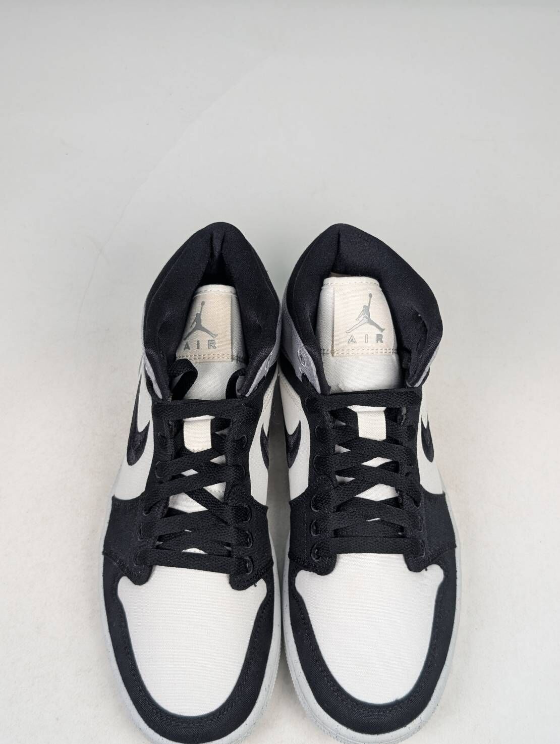 微瑕疵-右腳鞋舌泛黃 DV0427-100/8.5 Air Jordan 1 Mid SE "Canvas" 黑煙灰 帆布 女鞋 男女段