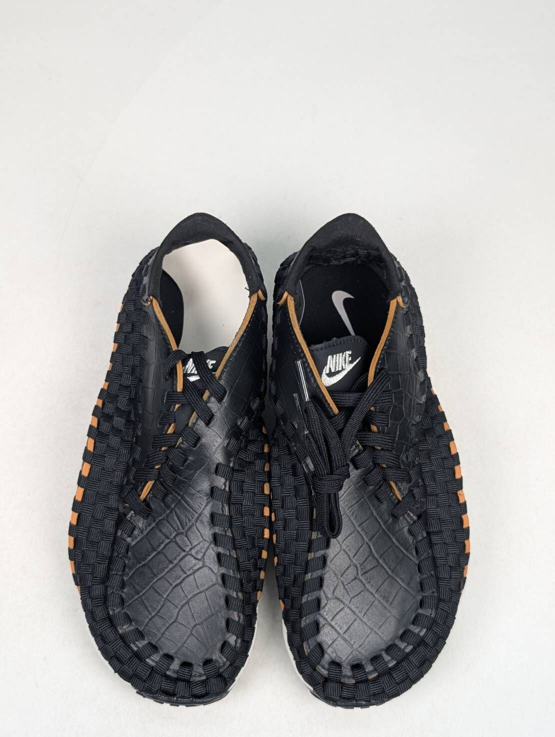 微瑕疵-左腳中底泛黃 FQ8129-010/6.5 Nike Air Footscape Woven "Black Croc" W 黑鱷魚皮 編織鞋 女鞋