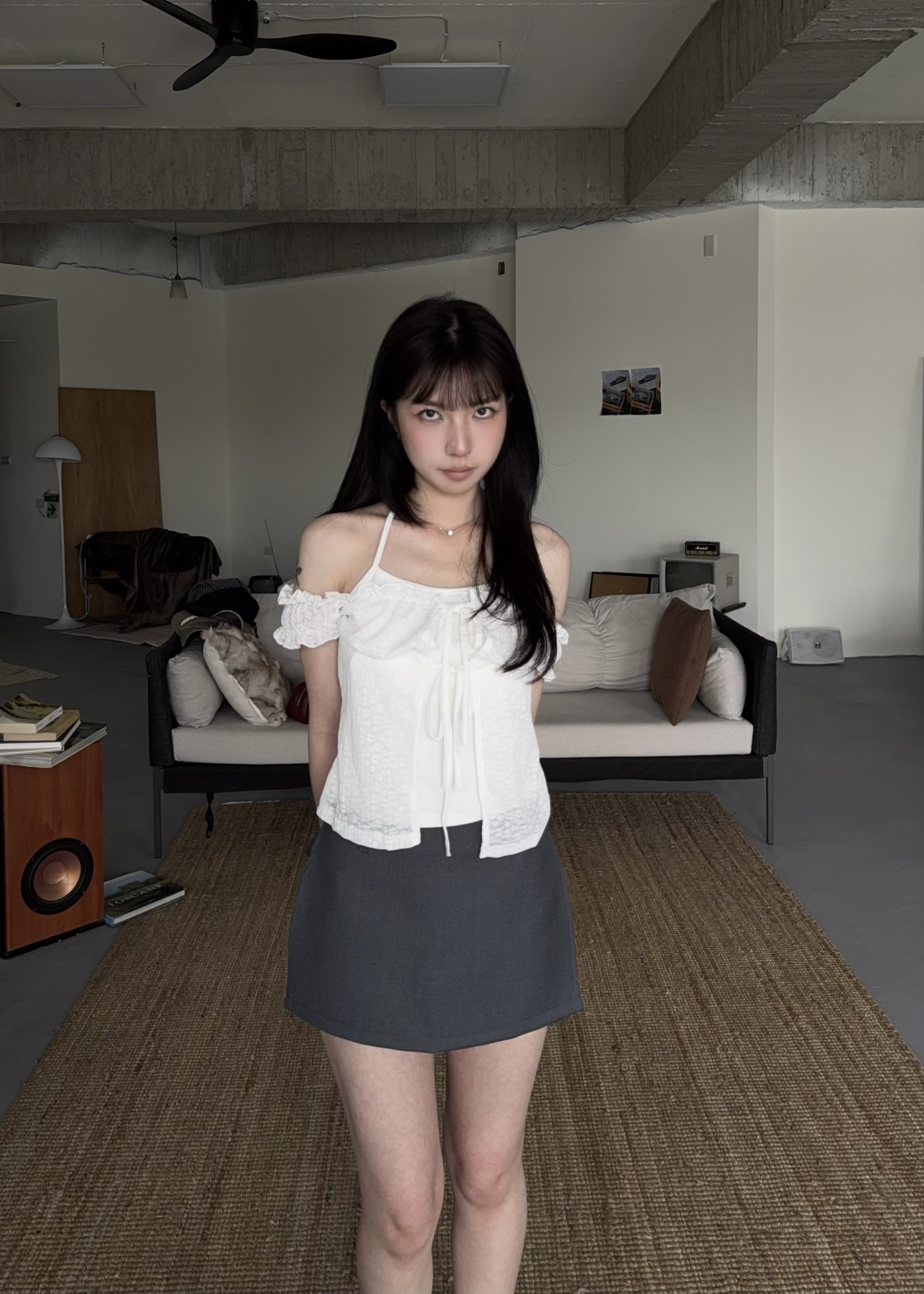 堤花蕾絲雙綁結上衣