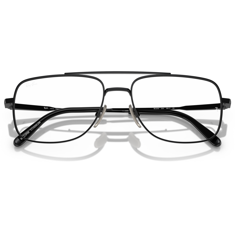 【RayBan】RB8797 1244-56mm 雙槓飛官框光學眼鏡(黑色) #日本製純鈦系列