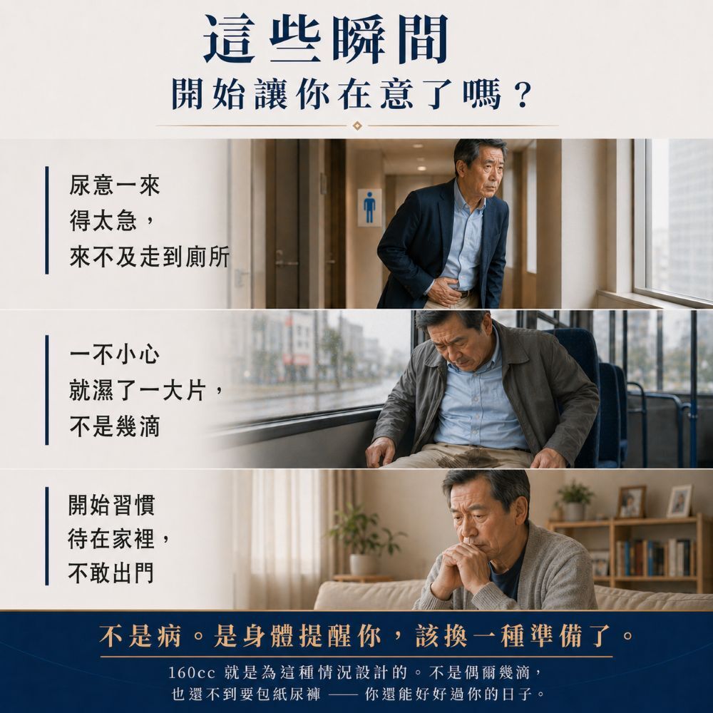 男性160cc可水洗防漏尿內褲，適合頻尿、尿不乾淨、攝護腺肥大、中度漏尿或來不及到廁所的日常防護