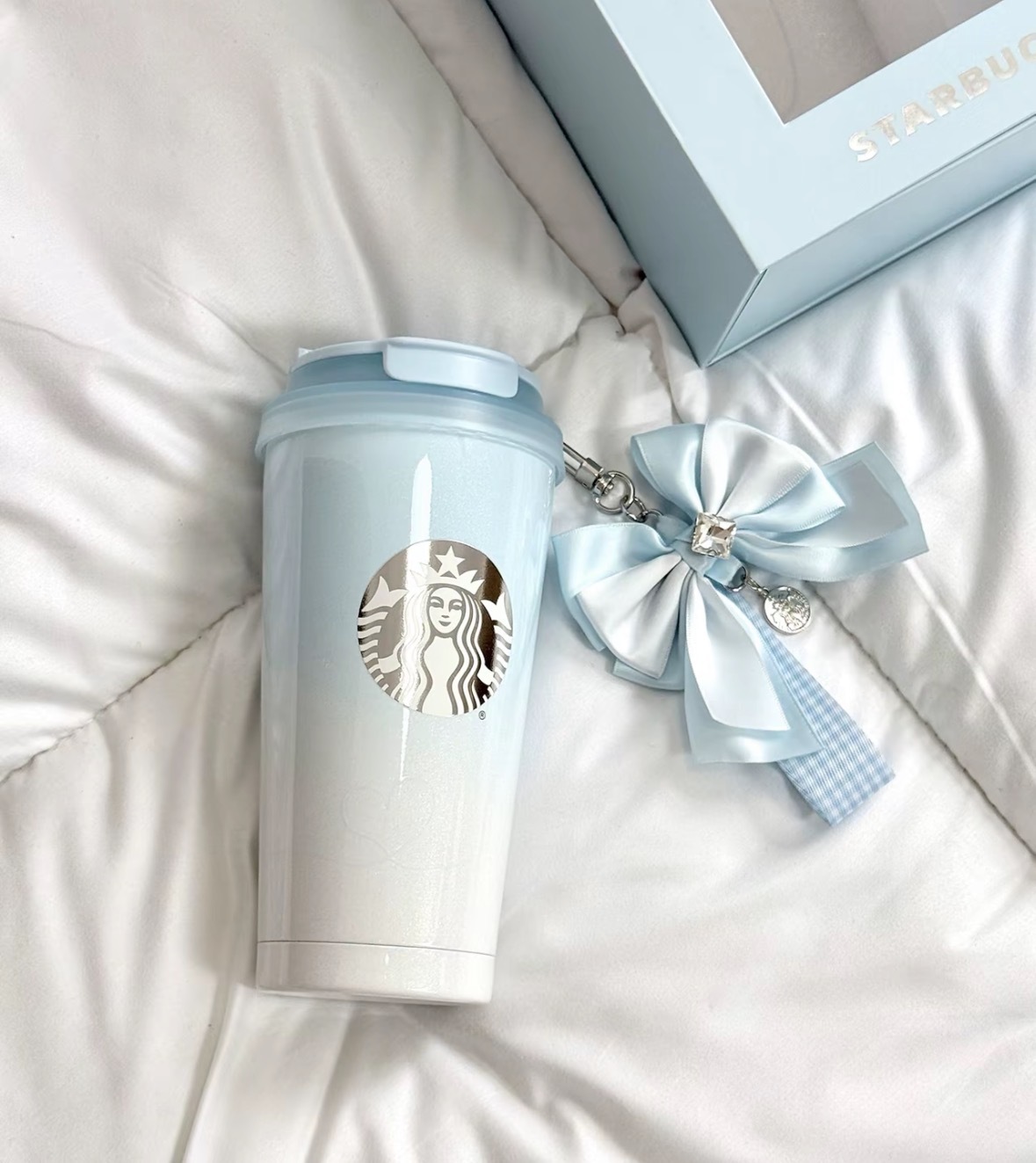 星巴克 Starbucks 冰藍漸層 不鏽鋼隨行杯 星動告白系列 520 禮盒 蝴蝶結 500ml/預購