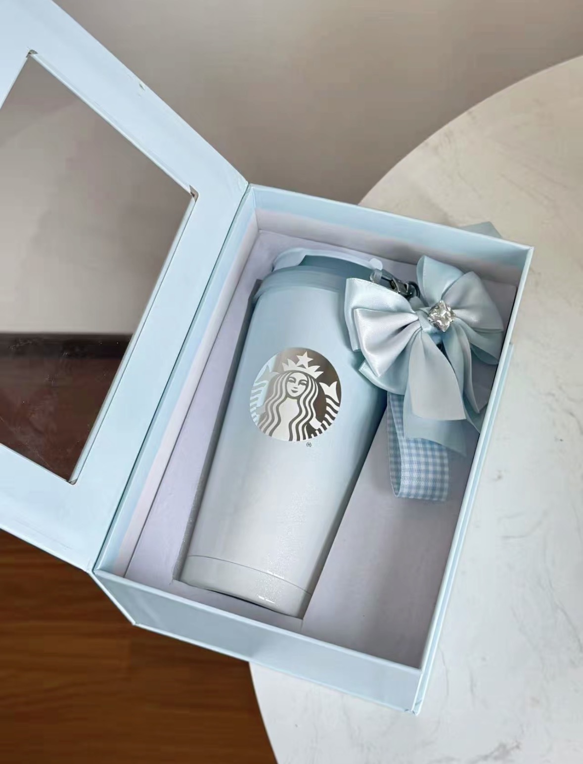 星巴克 Starbucks 冰藍漸層 不鏽鋼隨行杯 星動告白系列 520 禮盒 蝴蝶結 500ml/預購