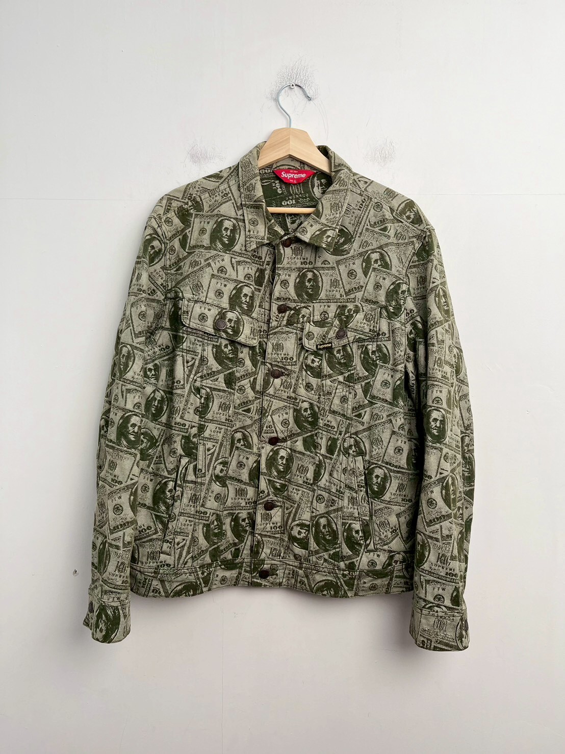 SUPREME 100 Dollar Bill Trucker Jacket SIZE L