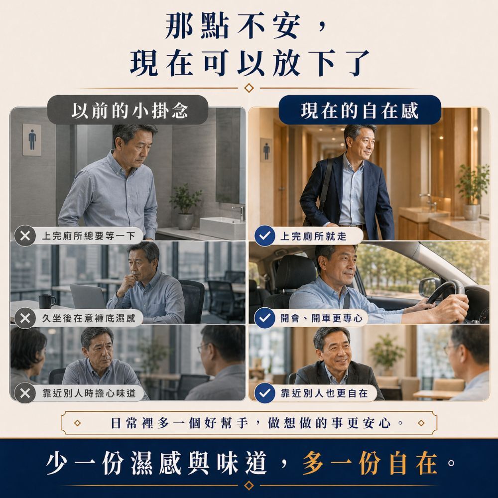 80cc男用防漏尿內褲幫助減少尿味與外褲濕痕焦慮，讓男性在工作、外出、聚會與日常行程中更安心