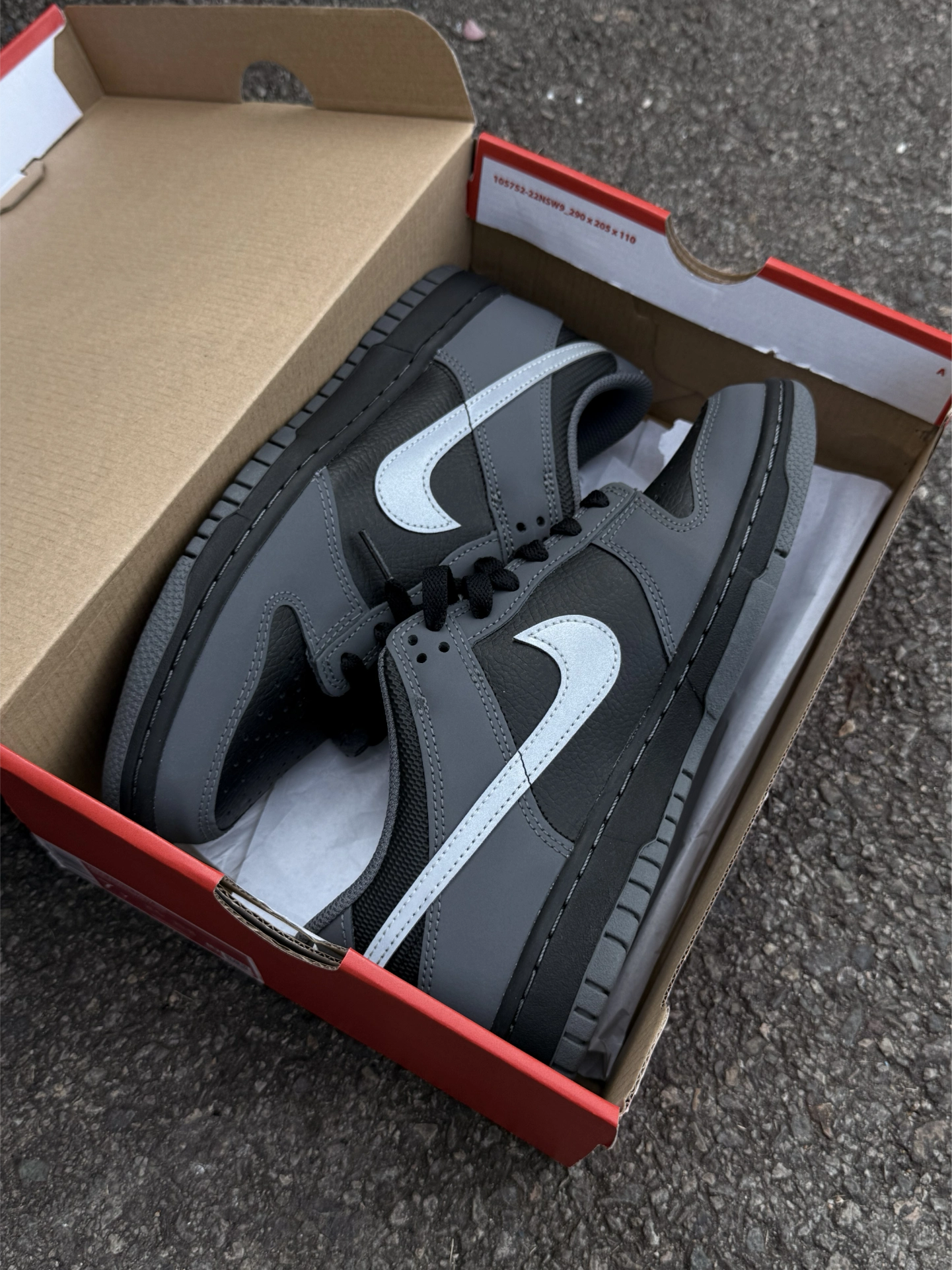 代購-Nike Dunk Low GS 狼灰 黑石灰 反光 黑灰 皮革 大童款 女鞋 IM6028-010