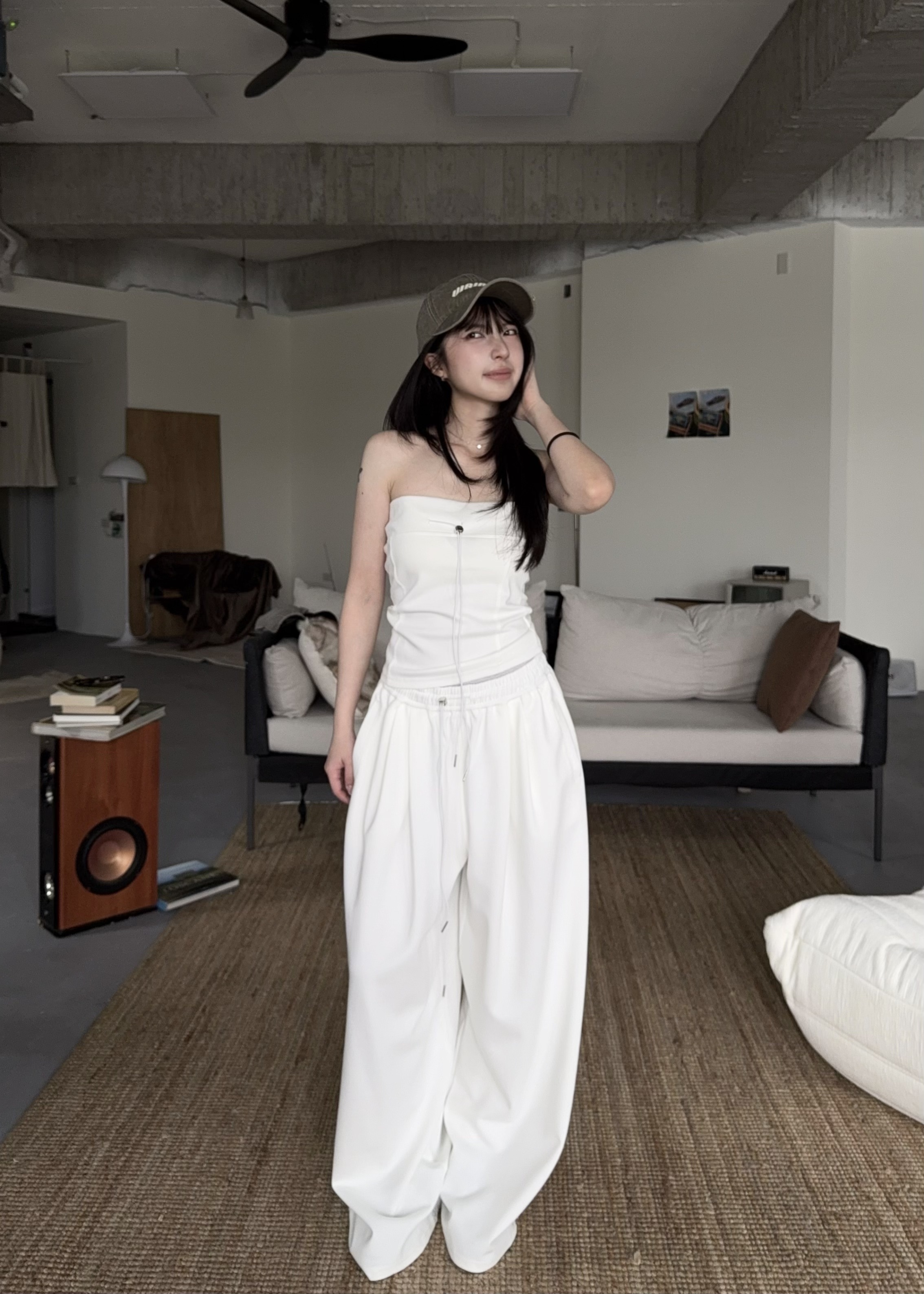 海莉歐美感莫代爾抽繩平口套裝