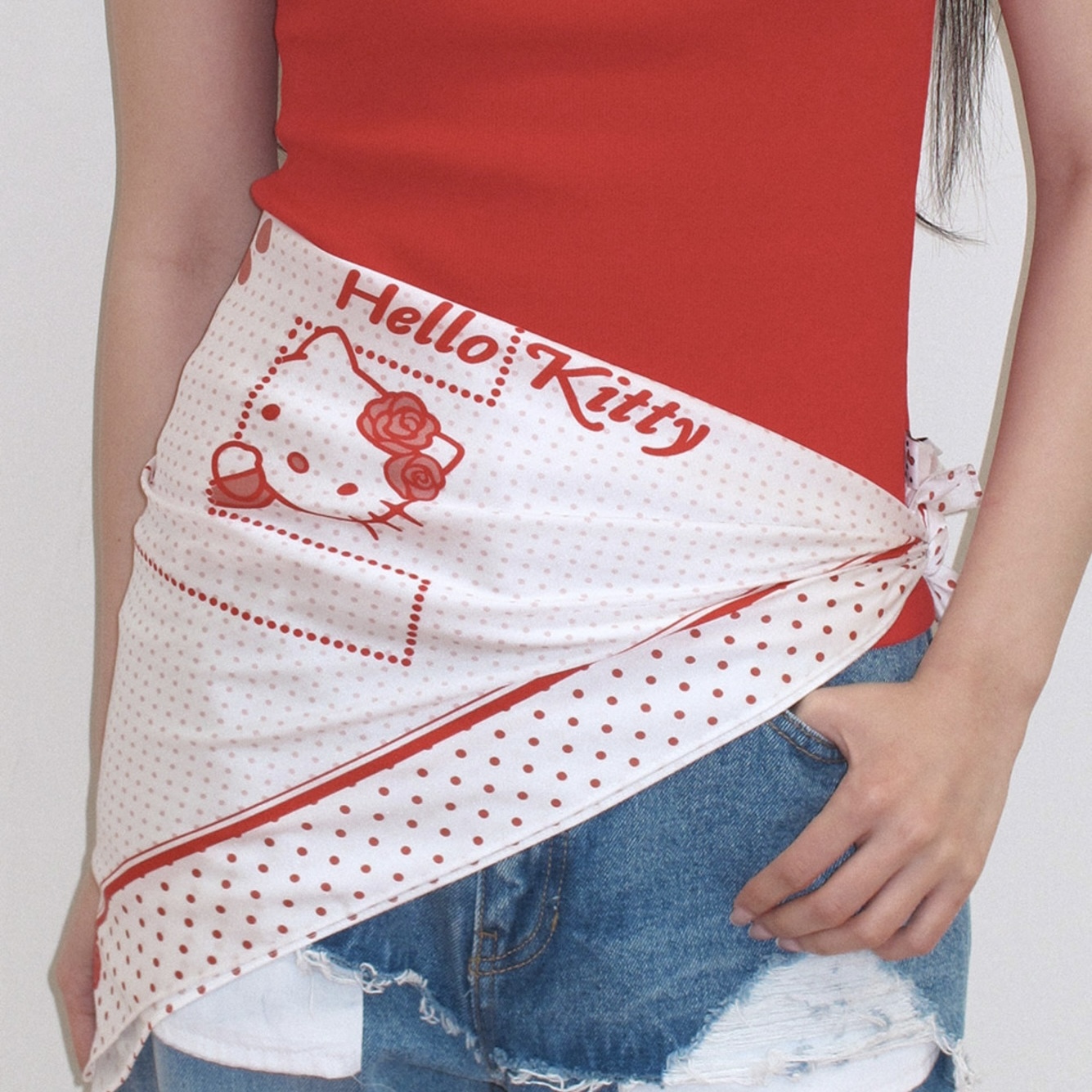RAIVE x SANRIO HELLO KITTY 紅色波點 絲巾 凱蒂貓 三麗鷗