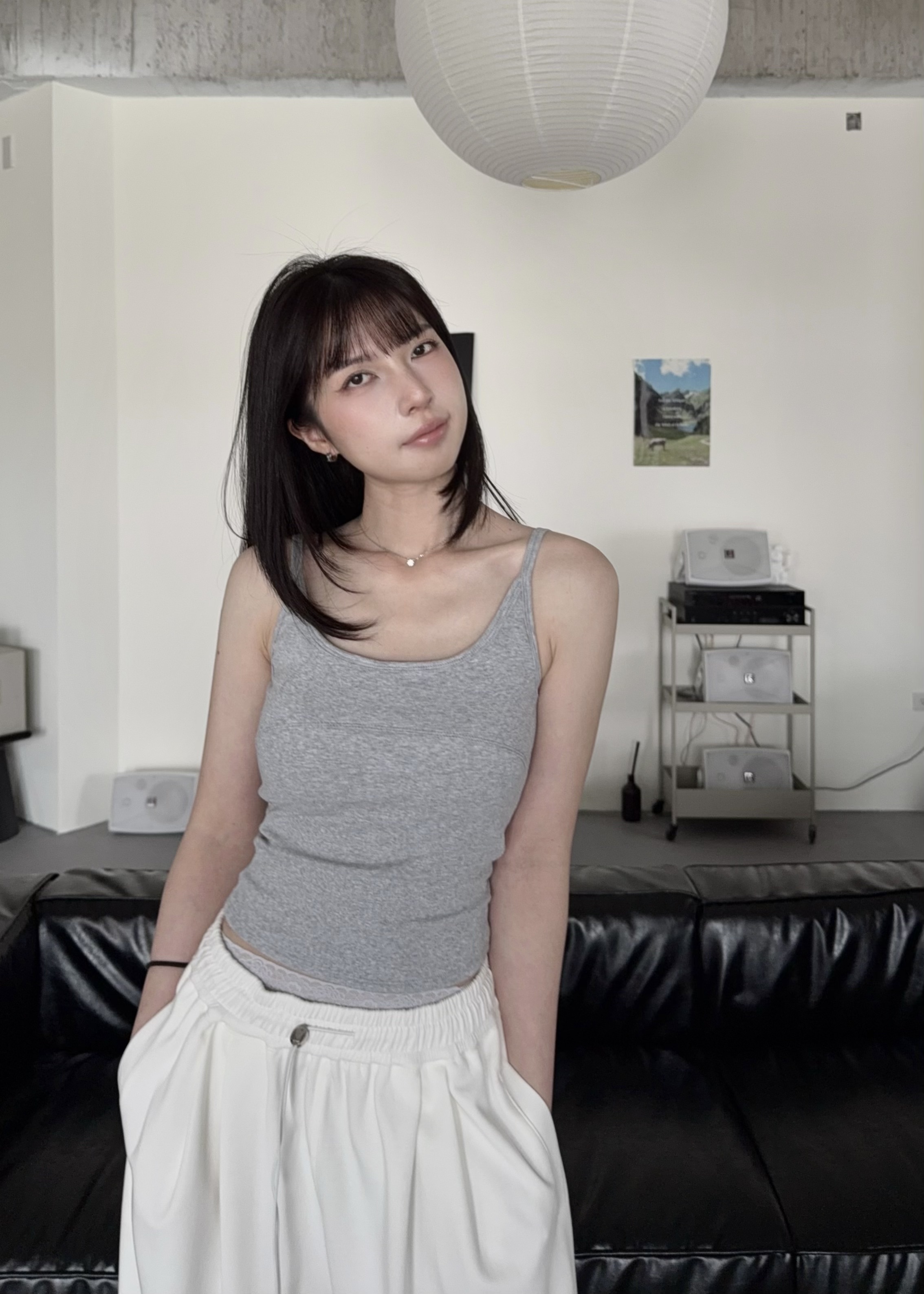 HOLD住副乳-車線灰色棉質背心