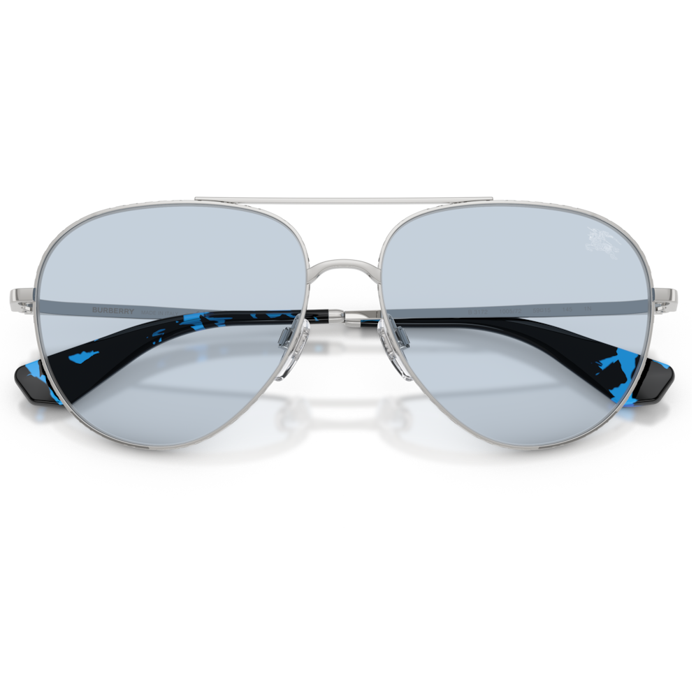 【BURBERRY】BE3172 100572-59mm 太陽眼鏡(銀色|天藍色)