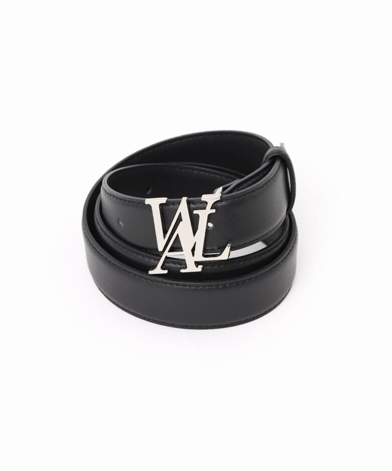 WAL Wooalong 大標 皮革 皮帶 黑色