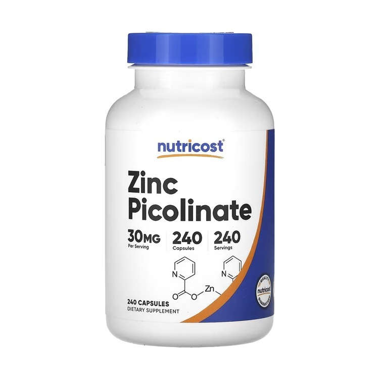 美國Nutricost Zinc 吡啶甲酸鋅片30毫克，240粒膠囊