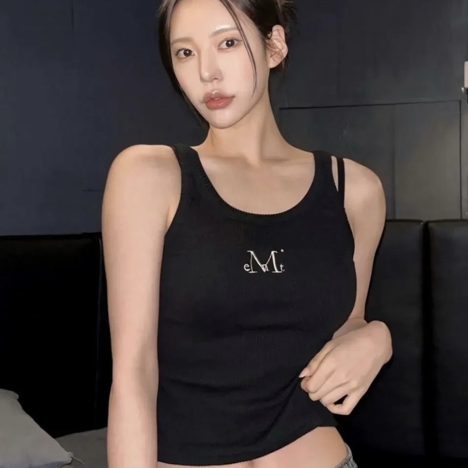 兩件組合價-MUCENT 背後小標 無袖羅紋背心 圓領 上衣 小LOGO 共六色