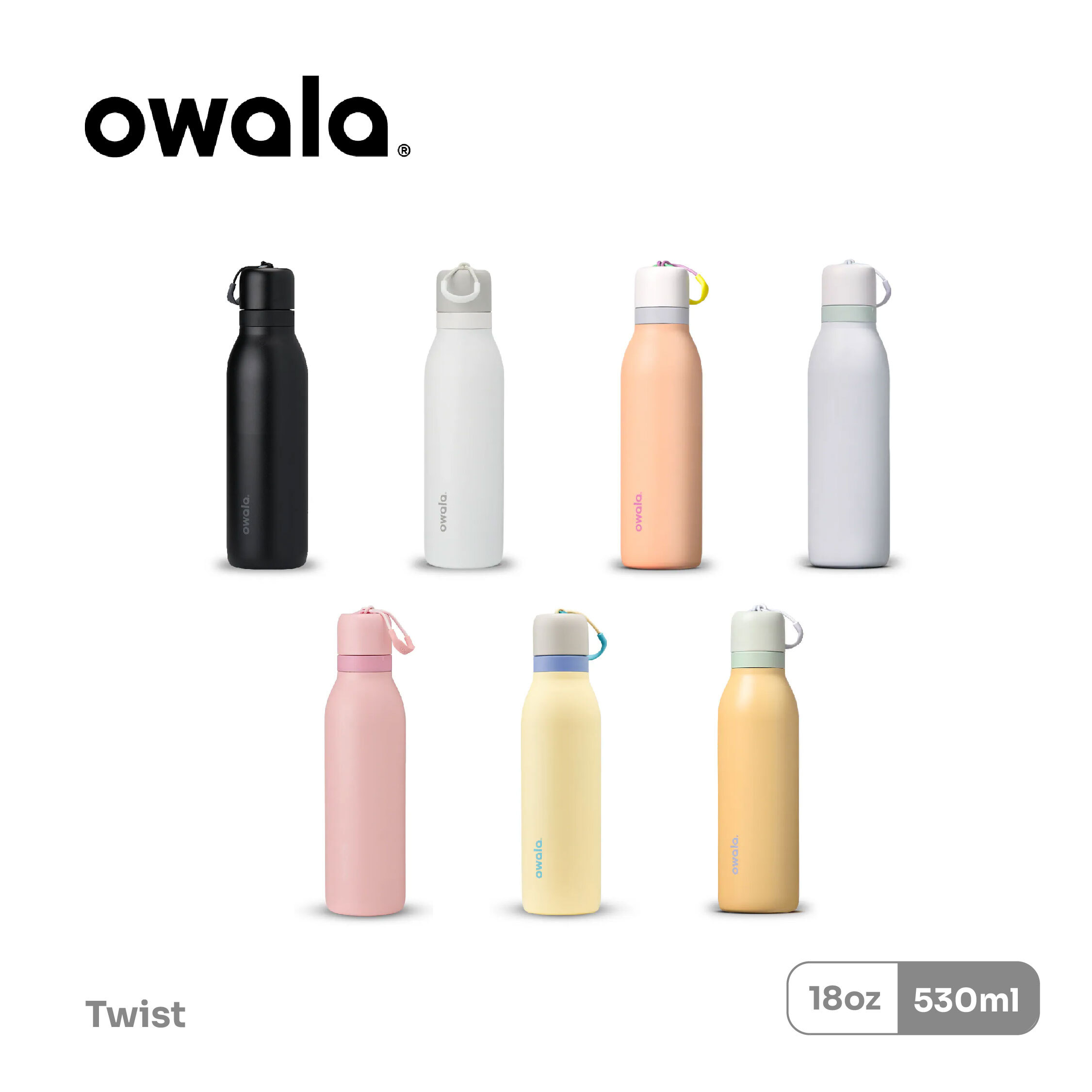 Owala® Twist 530ml / 18oz 雙飲口旋蓋 不鏽鋼吸管水壺