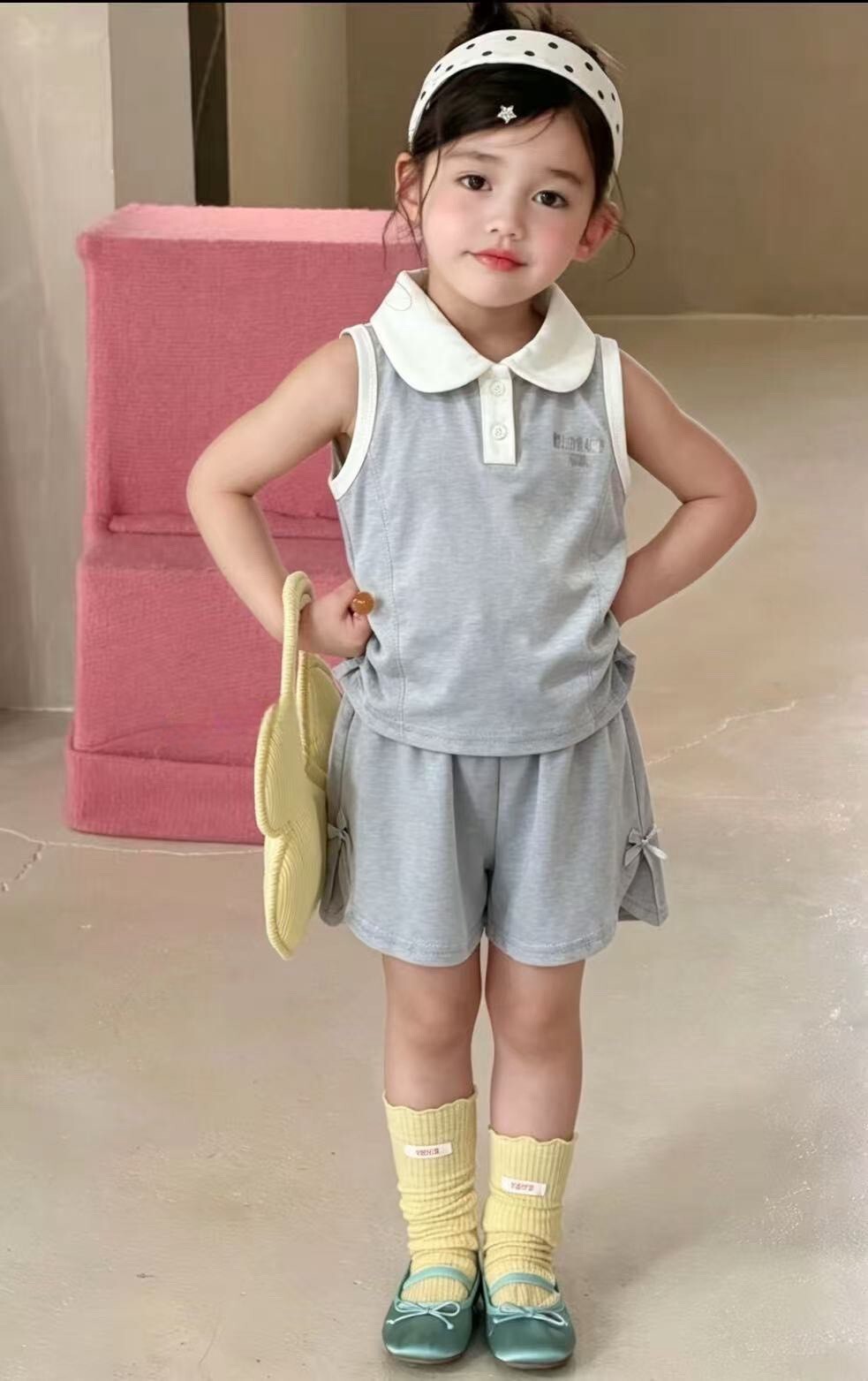 小小姐圓領清新套裝
