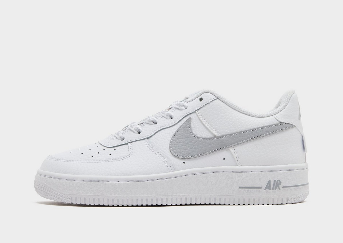【預訂】 NIKE AIR FORCE 1 LOW 淺灰白拼中灰"NIKE"文字鞋帶-GS