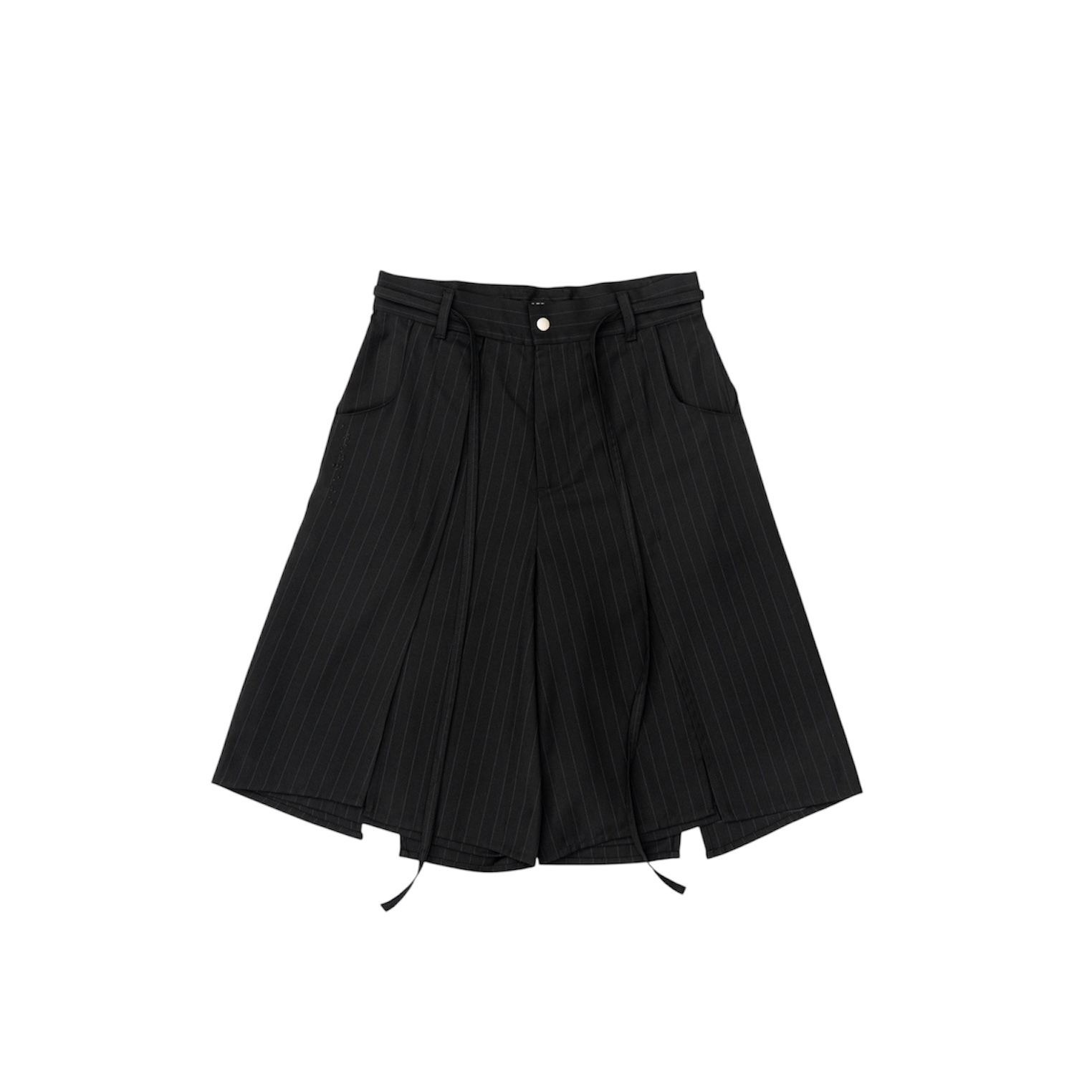 LAYERED PINSTRIPE WIDE SHORTS
