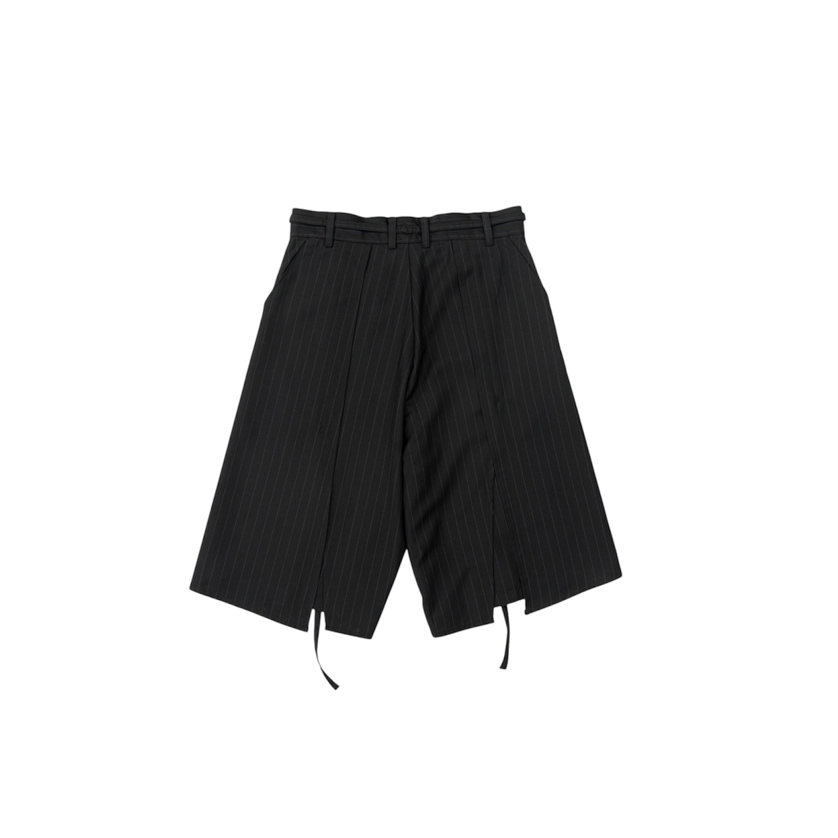 LAYERED PINSTRIPE WIDE SHORTS