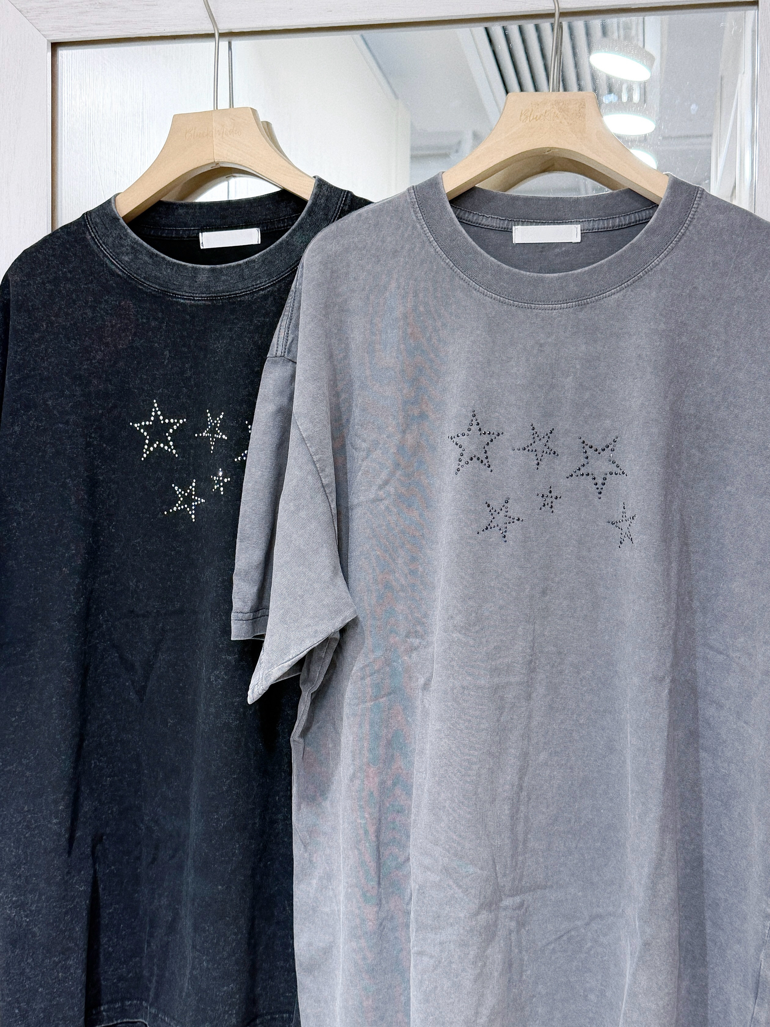 T1479｜型格風洗水感水鑽星星oversize TEE⋆˚✰ ݁˖⭑.ᐟ