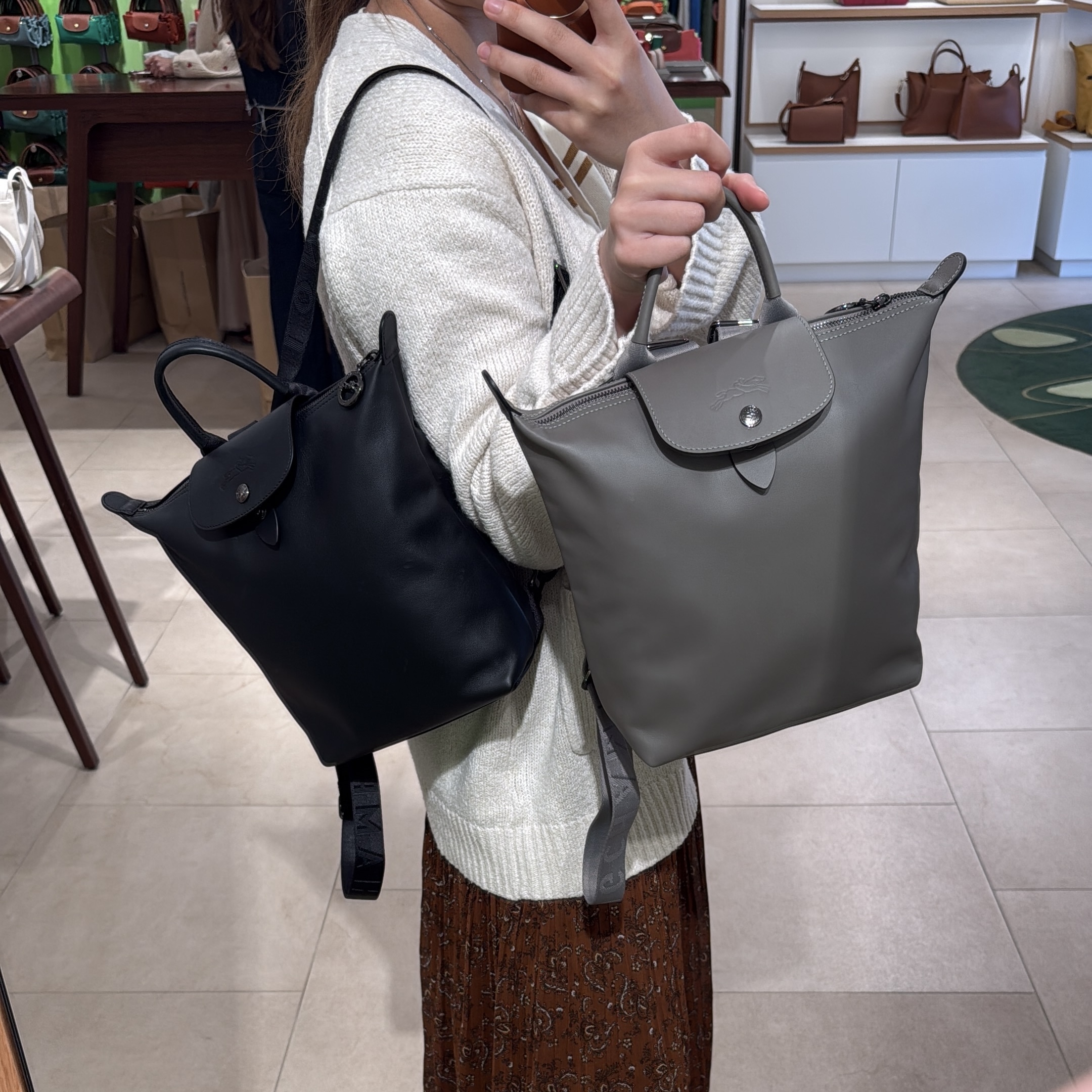 Longchamp le pliage xtra backpack grey black