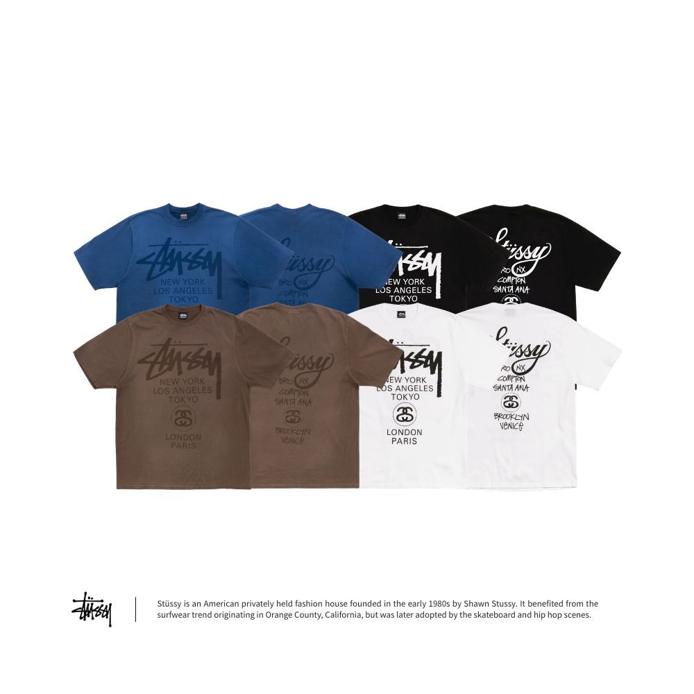 "代購" Stussy WORLD TOUR TEE PIGMENT DYED 世界巡迴 水洗t
