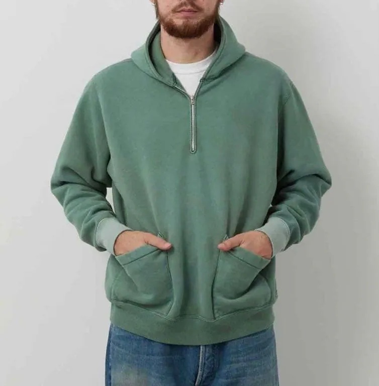 LAST PCS: A.PRESSE 2026 VINTAGE SAILOR HOOD HALF ZIP SWEATSHIRT (26SAP-05-13) - GREEN SIZE 3 PRE ORDER ITEM (預訂中)