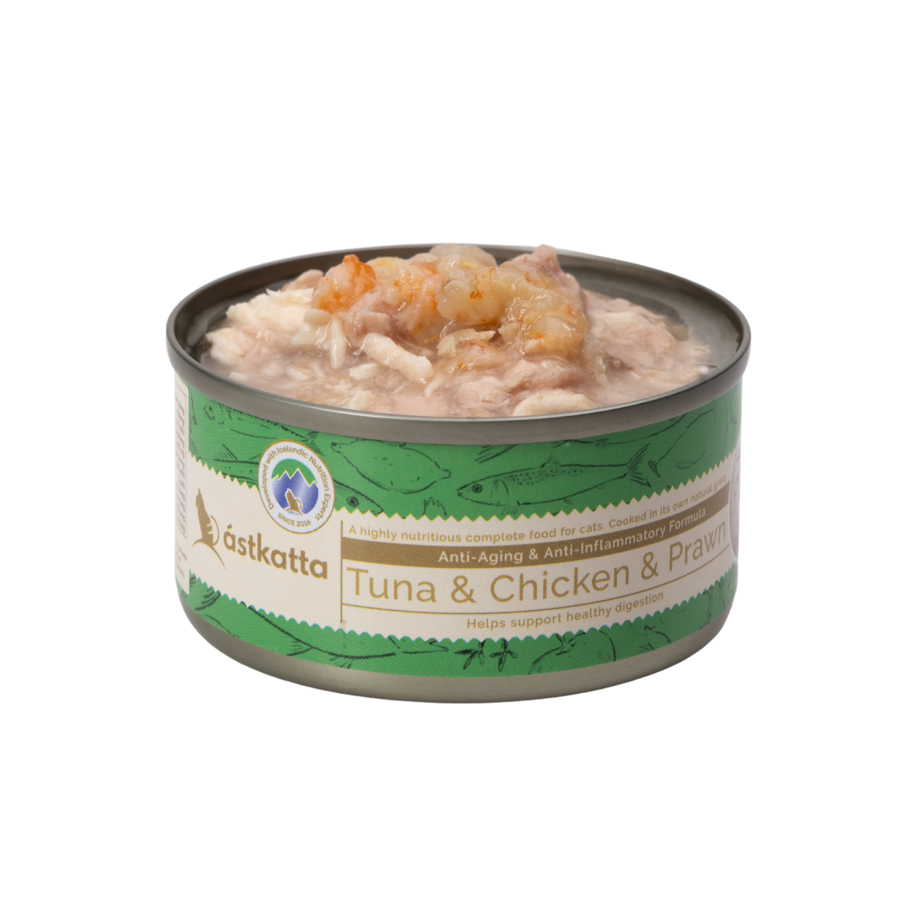 Astkatta冰島| 吞拿魚+雞肉+白蝦肉絲貓罐|  80g