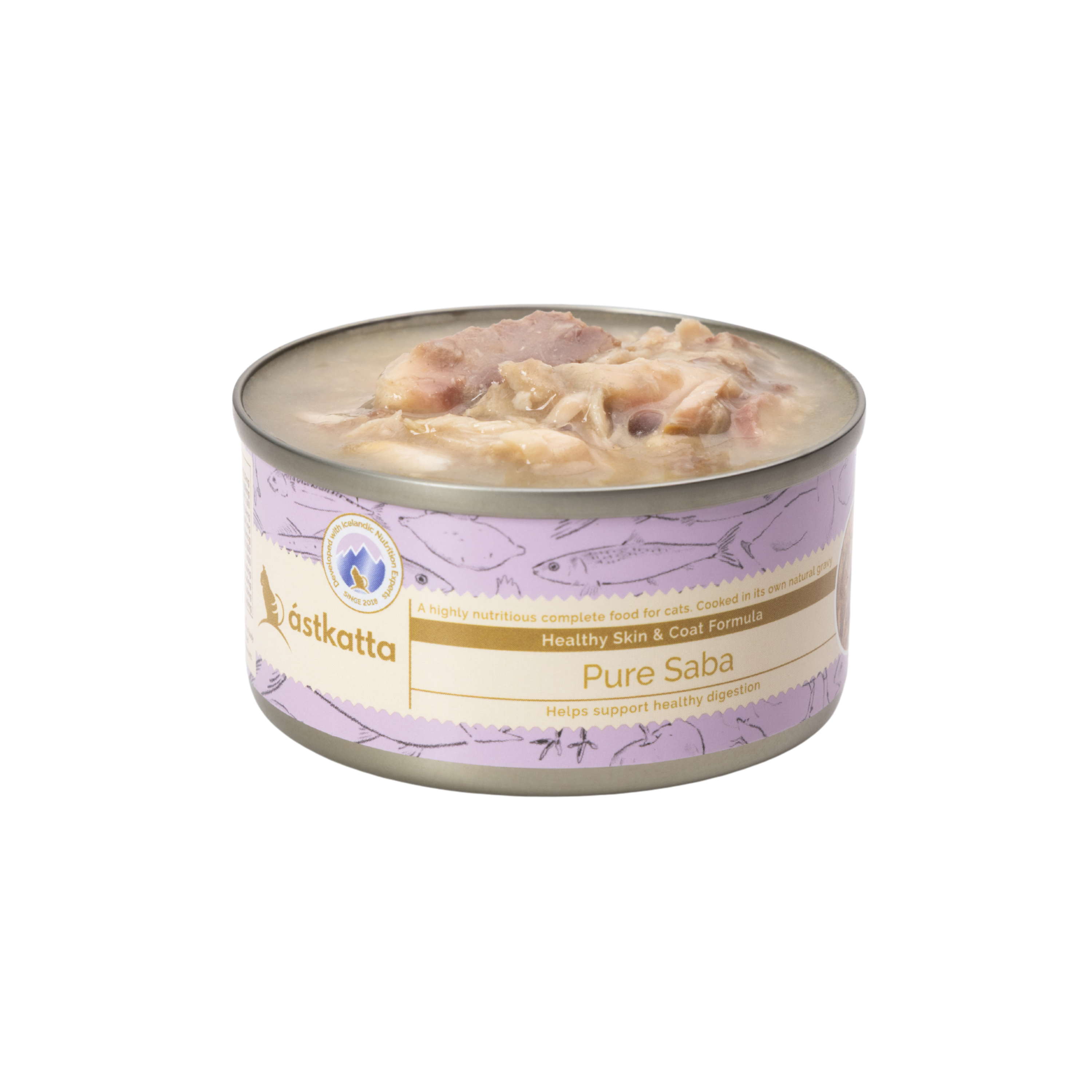 Astkatta冰島| 純鯖花魚肉絲貓罐|  80g
