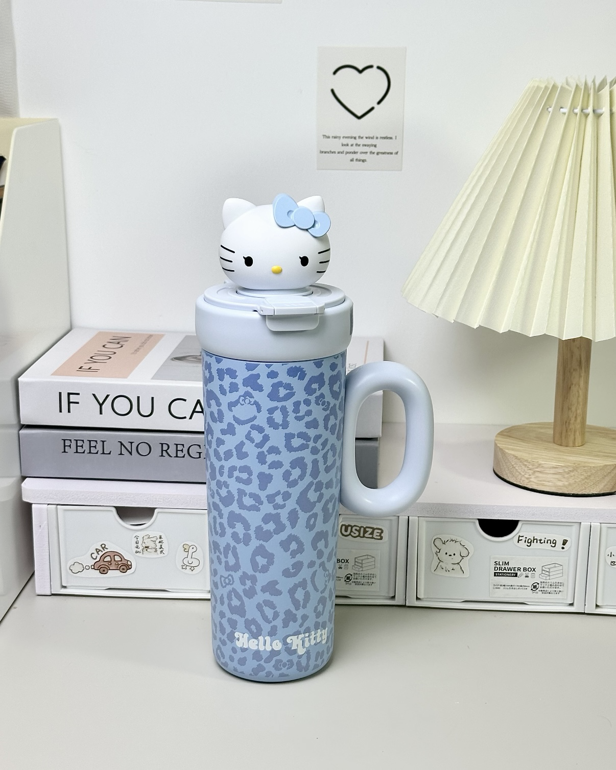 Hello Kitty x TBH野獸派 黑皮變色 豹紋保溫杯 附小包吊飾 藍色 粉色 700ml