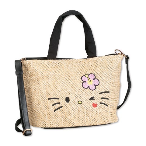 26090-KT Sanrio Hello Kitty 夏日藤編兩用袋 花花 #JP-SM26