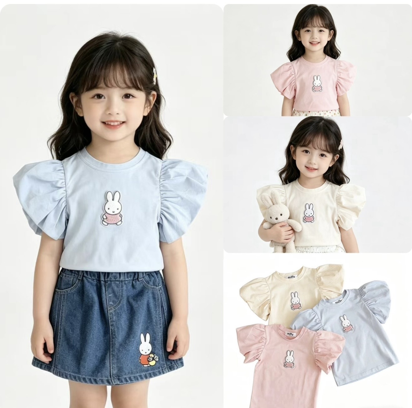 兒童Miffy 泡泡袖短袖恤衫-2600307